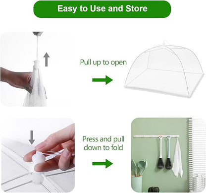 (6 Pack) Pop-Up Outside Picnic Mesh Food Covers Tent Umbrella for Outdoors and Camping Food Net Cover Keep Out Flies Mosquitoes Ideal for Parties BBQ, Reusable and Collapsible 17 x 17inches