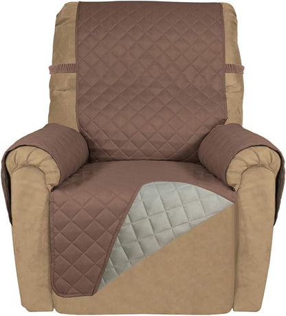 PureFit Reversible Recliner Chair Covers Couch Covers for Dogs, 19 in | Brown/Beige, Water Resistant Couch Protector, Washable Pet Couch Cover with Non Slip and Elastic Straps For Kids