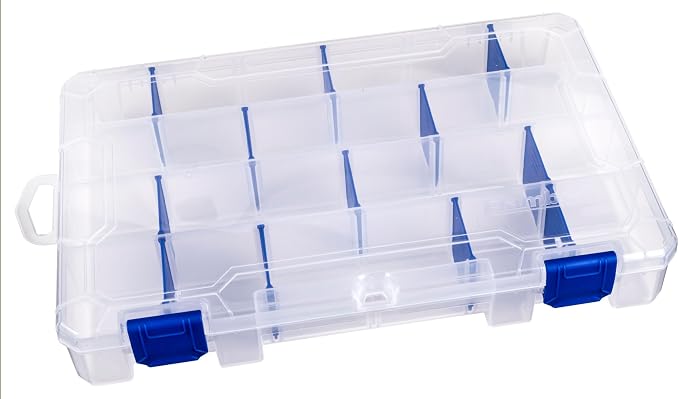 Flambeau Outdoors 4007 Tuff Tainer, 24 Compartments, 12 Zerust Dividers | Divided tackle box with 12 Zerust dividers creating up to 24 compartments. Translucent, 11 x 7.25 x 1.75in