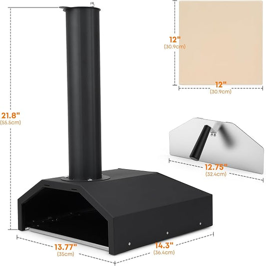 Stanbroil 14 Inch Outdoor Pizza Oven Box Fits Wood Burning Stove, Wood Fired Pizza Maker with Pizza Stone for Grill/Stove Top