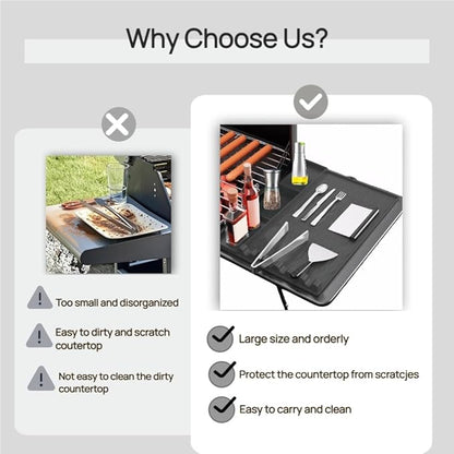 Upgrade Griddle Mat Compatible with Blackstone, Easy to Clean Silicone Grill Tools Mat, Blackstone Griddle Seasoning, Side Shelf Mat Grill Pad (Black)