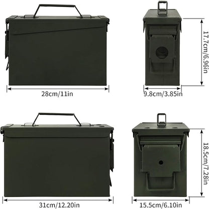 GUGULUZA Metal Ammo Can 30 50 Cal, Waterproof Airtight Ammo Containers Case | Heavy-Duty Ammunition Storage Case Military Container, Lockable Box w/Flip Top for Long-Term Storage Bullet, 30Cal and 50 Cal