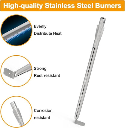BBQ-PLUS Grill Replacement Parts for Napoleon LEX 485, Mirage 485, Built-in LEX 485, Lifestyle 485, Cooking Grates Heat Plates Burner Tubes Kit for Napoleon Grill Accessories, Stainless Steel
