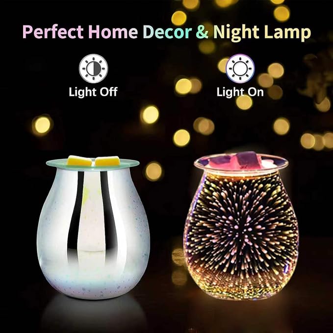 DICIMI Electric Wax Melt Warmer with 3D Firework Glass Design – Flameless Candle Diffuser Essential Oil Burner for Home Decor – Unique Birthday Gift for Women