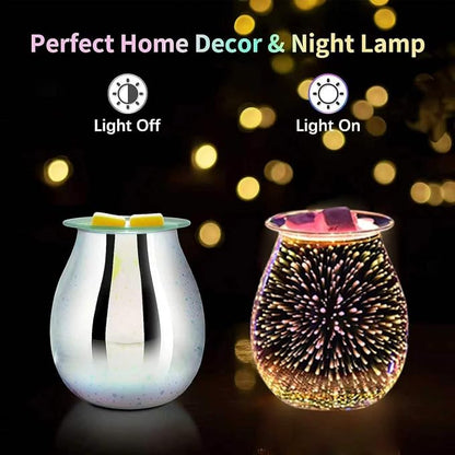 DICIMI Electric Wax Melt Warmer with 3D Firework Glass Design – Flameless Candle Diffuser Essential Oil Burner for Home Decor – Unique Birthday Gift for Women