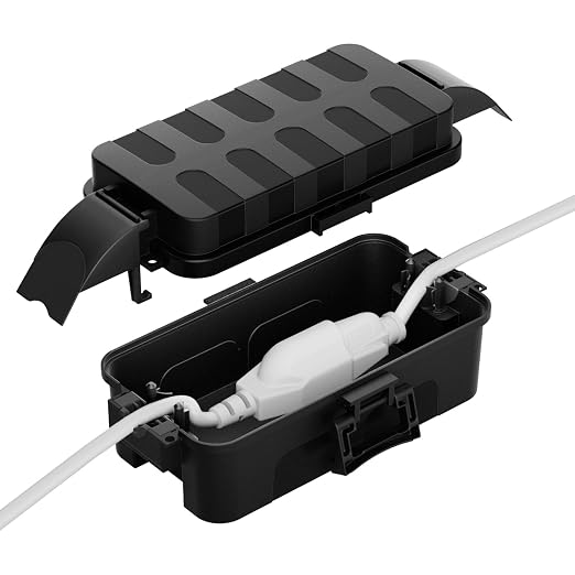 Flemoon IP55 Small Outdoor Electrical Box Waterproof, for Power Strip | Inner 5.9 x 3.2 x 1.8inch, Extension Cord Cover with Detachable Awning Covers for Plug, Outlet, Holiday Lights, Black
