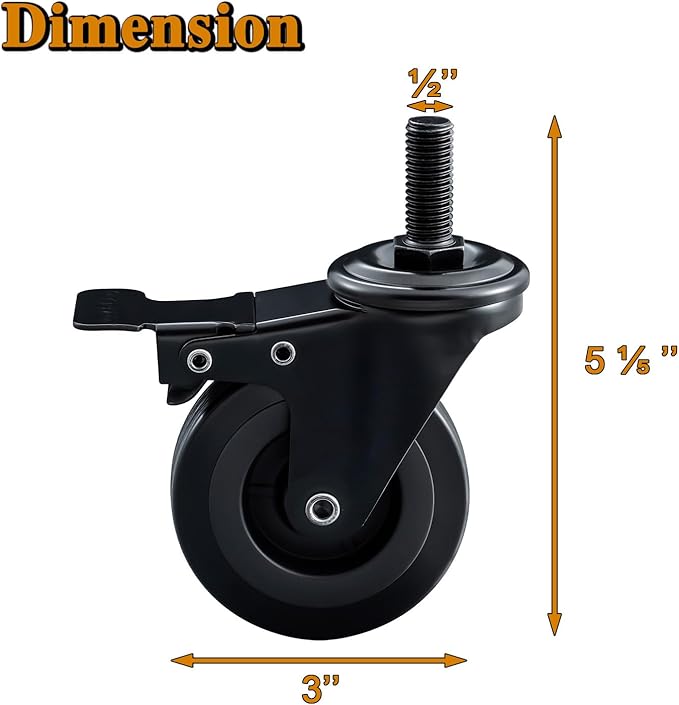 74064 Locking Caster Wheel Grill Replacement Parts for Pit Boss Grill Wheels Pro Series 1100 PB1100PS1 PB1100PSC2 PB1000XLW1 PB1600PS2 PB850PS2 PB1100PSC1 Austin XL Recteq RT-700 RT590 3inch Wheel