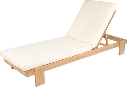 Christopher Knight Home Duska Acacia Wood Chaise Lounge Chair Set of 4, Patio Outdoor Chaise Lounge with Cushions, Adjustable Backrest Single Lounge Sofa, Garden Poolside Backyard Seating, Teak+Beige
