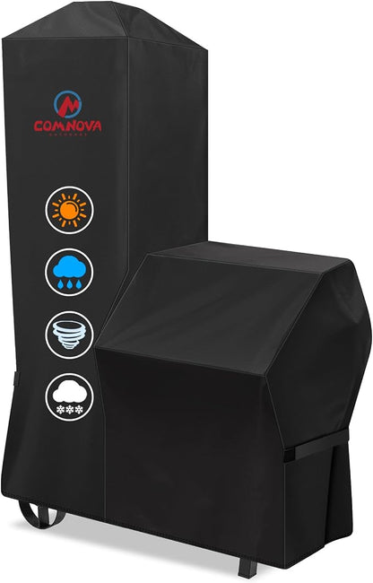 Smoker Cover for Oklahoma Joe's Bandera & Rivergrille Rustler Vertical Offset Smoker - 600D Premium Grill Cover Waterproof for Oklahoma Joe's Vertical Smoker Grill