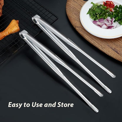 2 Pcs Korean BBQ Tongs Kitchen,Stainless Steel Meat Grill Tong For Cooking Portable Kitchenware Grill Tongs for Home Outdoor Steak Salad Food