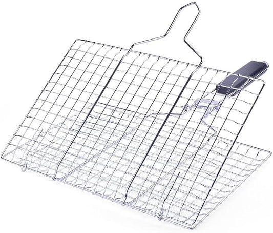 Foldable Grill Basket,Portable Stainless Steel BBQ Barbecue Grilling Basket,With Removable Handle,For Vegetables,Steak,Fish,Shrimpand Whether At Home or OutdoorsBBQ,It Is A Very Practical Barbecue