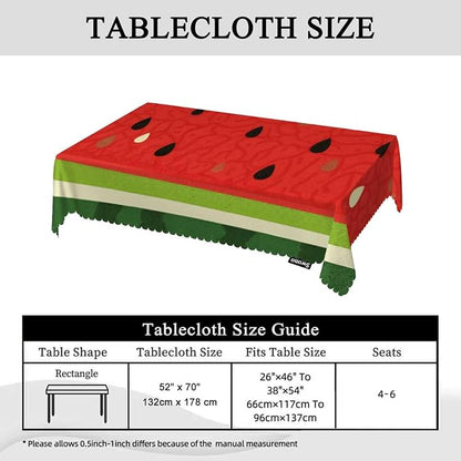Swono Watermelon Table Covers 52x70 Inch Fruit Juice Seed Sliced Watermelon Wipeable Tablecloth Kitchen Dinning Tabletop Decoration, Table Cloth for Outdoor and Indoor Use