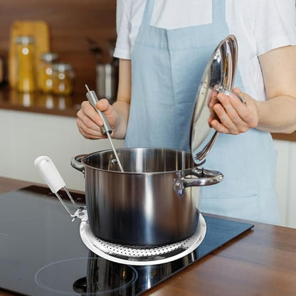 Heat Diffuser for Gas & Electric Stove, Stainless Steel Even Heat Distribution Induction Cooktop Adapter Plate, Double Thickening Simmer Ring with Handle for Milk Coffee(COLOR:Silver)