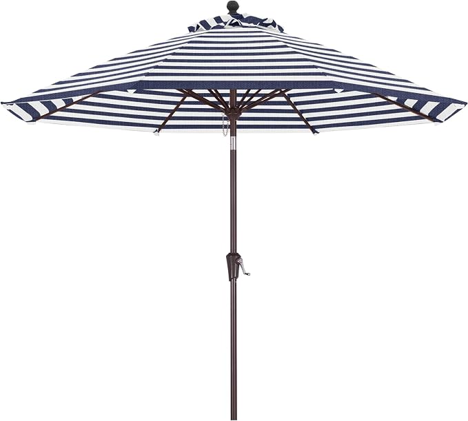 ABCCANOPY OLEFIN® 5-Year No Fading 9FT Outdoor Patio Umbrella(Navy Stripe) | Fade & UV Resistant Fabric,8 Fiberglass Ribs，Wind Vent，Crank Lift & Tilt,Outdoor Table Umbrella for Deck,Backyard,Yard