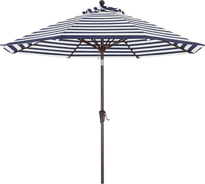 ABCCANOPY OLEFIN® 5-Year No Fading 9FT Outdoor Patio Umbrella(Navy Stripe) | Fade & UV Resistant Fabric,8 Fiberglass Ribs，Wind Vent，Crank Lift & Tilt,Outdoor Table Umbrella for Deck,Backyard,Yard