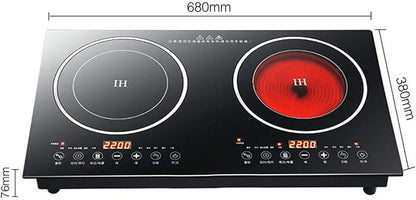 Portable Double Induction Cooktop Touch Electric Induction Cooker Cooktop -2400W/2600W Digital Countertop Burner Black (1200W Induction Cooker+1200W Induction Cooker)