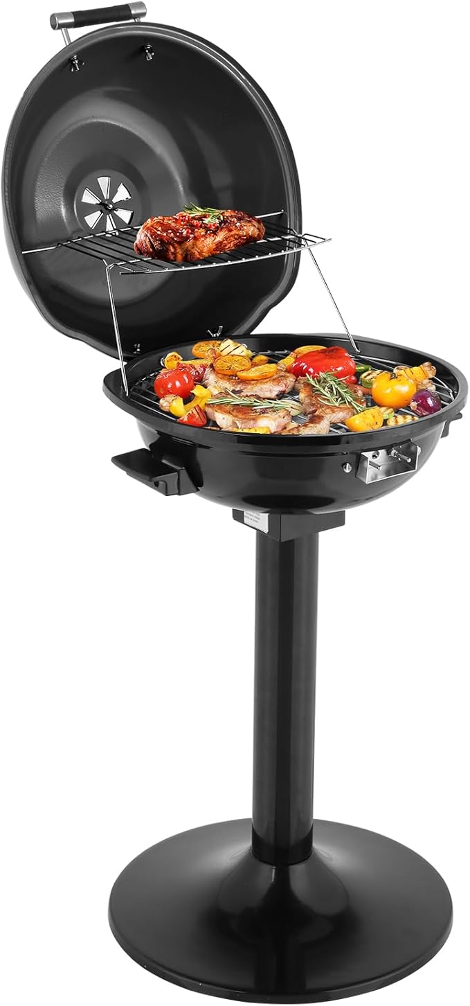 Electric BBQ Grill 1600W Indoor/Outdoor Electric Grill for Indoor & Outdoor Use,Portable Removable Stand Grill (Black)