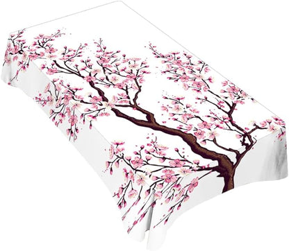 TKS MITLAN Cherry Japanese Tablecloth Decor Branch Flower Bud Twig Foliage Bloom Tree Table Cloth Dining Room Kitchen Table Cover 60" X 84" Oblong/Rectangle