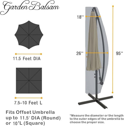 Patio Umbrella Cover for 9ft to 11ft Offset Umbrella, Water Resistant, Curved Cantilever and Straight Pole Parasol Outdoor Umbrellas Cover with Zipper and Rod