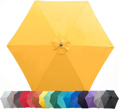 Formosa Covers 9ft 6 Ribs Market Patio Umbrella Replacement Canopy - Top Canvas - Olefin UV Protective and Water Resistant Umbrella Fabric - Premium Quality Replacement Canopy Cover ONLY (Yellow)