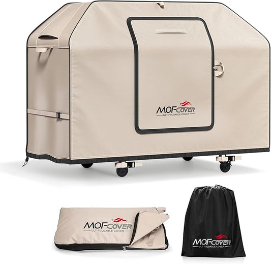 Exclusive Foldable 52 inch Grill Cover, 600D Heavy Duty Outdoor BBQ Cover for 2-4 Burners Grill Weber 7106 Spirit 200 300 Series, Khaki