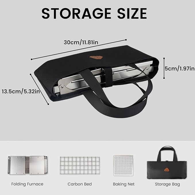 Portable Charcoal Grill, Total 343 Sq. In. Foldable Tabletop BBQ Grill, Mini Smoker Camping Grills for Backyard, Picnics, Hiking – Heavy-Duty Portable Fire Pit – Camp Cooking Gear