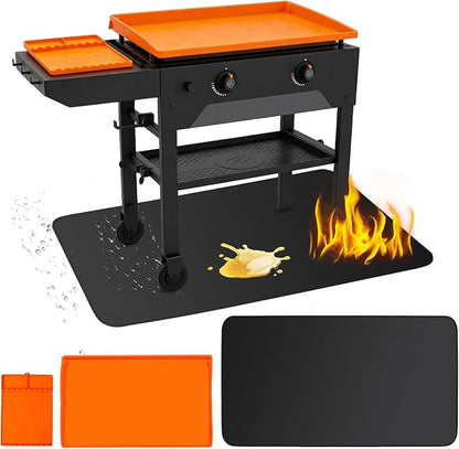 Silicone Grill Mat Set for Blackstone 36" Griddle – 36" Edge-to-Edge Griddle Mat, 16" Tool Mat & 70" Floor Mat, Heat Resistant, Waterproof, Helps Protect Griddle from Rust & Bugs, Keeps Decks Clean