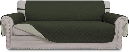 Easy-Going Reversible Couch Cover, 3 Cushion Sofa, Army Green/Beige | X-Large Sofa, Washable Slipcover For Dogs, Water Resistant Mat, Living Room, Non-Slip Sofa Cover, Pet Friendly