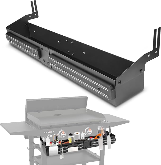 Front Griddle Caddy with 2-Pack Magnetic Tool Holder for Blackstone 28"/28XL Griddle, Large Capacity Utensil & Condiment Organizer for Mess-Free BBQ, Easy-Access Grill Caddy for Accessories Storage