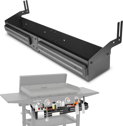 Front Griddle Caddy with 2-Pack Magnetic Tool Holder for Blackstone 28"/28XL Griddle, Large Capacity Utensil & Condiment Organizer for Mess-Free BBQ, Easy-Access Grill Caddy for Accessories Storage