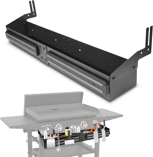 Front Griddle Caddy with 2-Pack Magnetic Tool Holder for Blackstone 28"/28XL Griddle, Large Capacity Utensil & Condiment Organizer for Mess-Free BBQ, Easy-Access Grill Caddy for Accessories Storage