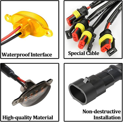 4PCS Car LED Grille Lights, Waterproof Bright Vehicle Grill Lights with Wiring Harness, Automotive Exterior Front Grille Trim Lamps Accessories, Compatible with F150 F250 F350 (Black/Yellow)