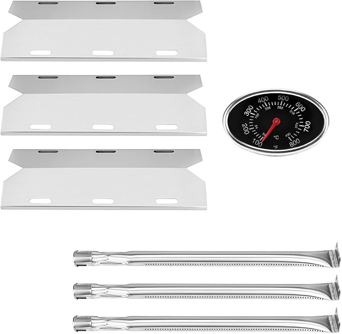 Hisencn Grill Replacement Parts for Charmglow 720-0230 | Stainless Steel Grill Burner, Heat Plates, Tent Shield for Charmglow 720-0036-HD-05 Gas Grill, Nexgrill 720-0016, 720-0036