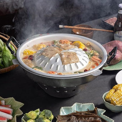 Thai Korean Bbq Smoke Multifunctional Aluminum Barbecue Grill Hot Pot For Family Gathering Outdoor Picnics Small (Large 16.8x6.9cm/6.61x2.71in)