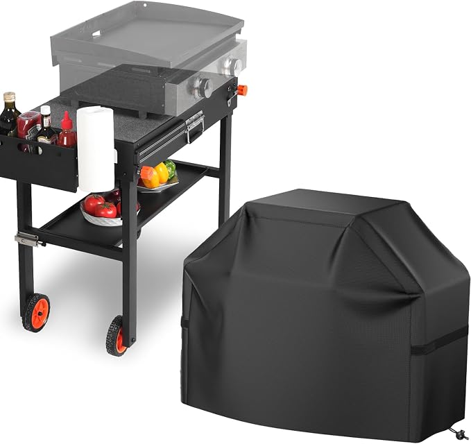EUTRKei Grill Table Cart &Table Cover - Blackstone Griddle Table with Cart Cover, Tool Holder & Paper Towel Holder - Compatible with 17"/22" Blackstone