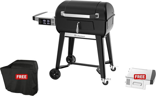 LifeSmart WiFi Controlled Smart-Temp Grill: Automatic Electric Ignition Charcoal BBQ with App-Enabled Precision Temperature Control & 800°F Searing Mode - 750 sq. in. Cooking Surface