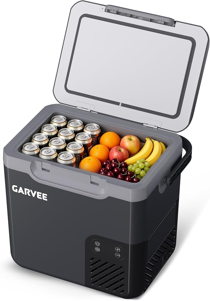 12 Volt Refrigerator, 19QT 12V Car Fridge, Portable Freezer Compressor Electric Cooler, 12/24V DC 110-240V AC, Portable Refrigerator for RV/Truck/Camping, -4°F to 68°F Internal Battery (Not Included)