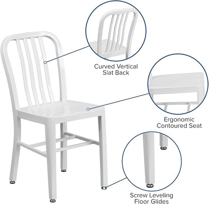 Flash Furniture Gael Commercial Grade 2 Pack White Metal Indoor-Outdoor Chair
