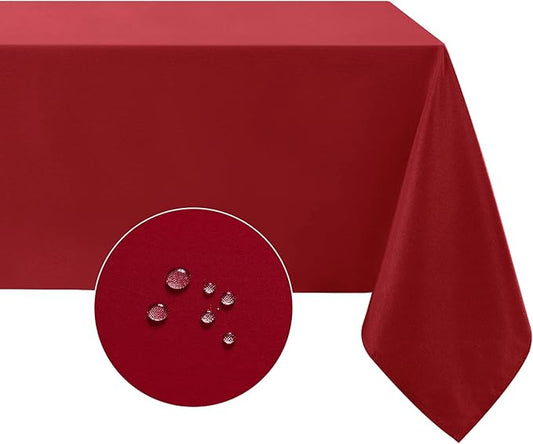 Softalker Rectangle Tablecloth, Waterproof Table Cloths Wrinkle Free Fabric Washable Polyester Table Cover for Dining Tables Party Outdoor Camping Parties Buffet - 60 x 84 inch, Red