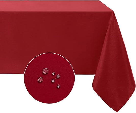 Softalker Square Tablecloth, Waterproof Table Cloths Wrinkle Free Fabric Washable Polyester Table Cover for Dining Tables Party Outdoor Camping Parties Buffet - 54 x 54 inch,Red