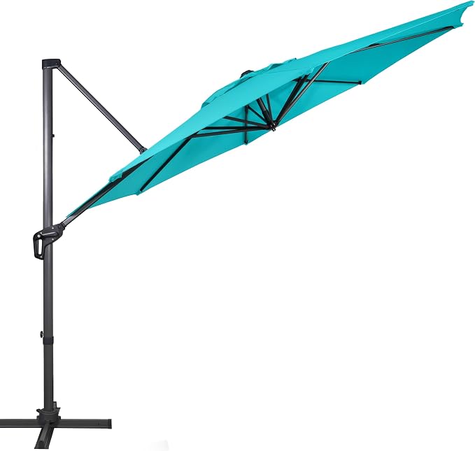 Sunnyglade 10Ft Cantilever Patio Umbrella, 360° Rotation & Integrated Tilting System Offset Umbrella with 8 Sturdy Ribs, Fade-resistant & Waterproof for Garden Backyard Poolside Deck
