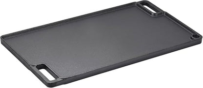 VEVOR Reversible Grill/Griddle, 9.7"x16.7" Pre-Seasoned Cast Iron Griddle, Rectangular Double Burner Griddle Pan, Non-Stick Family Pan Cookware with Handles, Flat Top Plate for BBQ, Gas Grill, Black