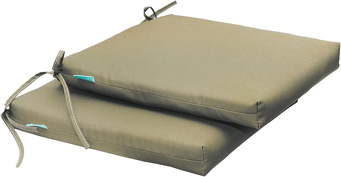 QILLOWAY Outdoor Indoor Seat Cushions, Square Foam Dining Chair Pads,All Weather, 17"x17"x3",2 Count (Beige)