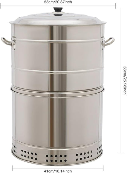 Portable Stainless Steel Charcoal Grill 50 Skewers, 500°C/932F°Smokeless Barrel BBQ Grill, Outdoor Barbecue Grill, Camping Grill, Large Capacity for Camping, Picnic, and Backyard Barbecue
