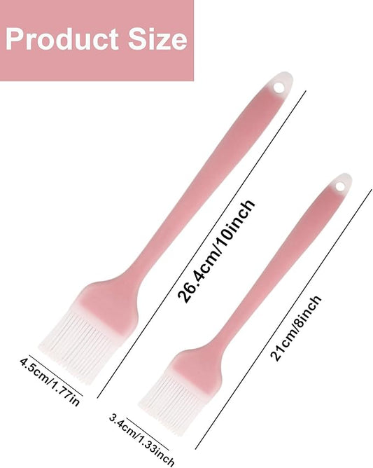 Pastry Brush Silicone Basting Brush for Cooking,2PCS 10+8 in Heat Resistant Food Brushes for Baking, Grilling, Cooking and Spreading Oil, Butter, BBQ Sauce, or Marinade (Red)