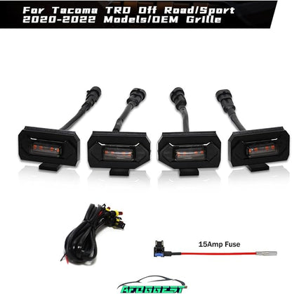 Grill Light For Tacoma TRD Off Road 2020 2021 2022,Smoked Shell Amber LED Front Grille Lights For Tacoma TRD Sport