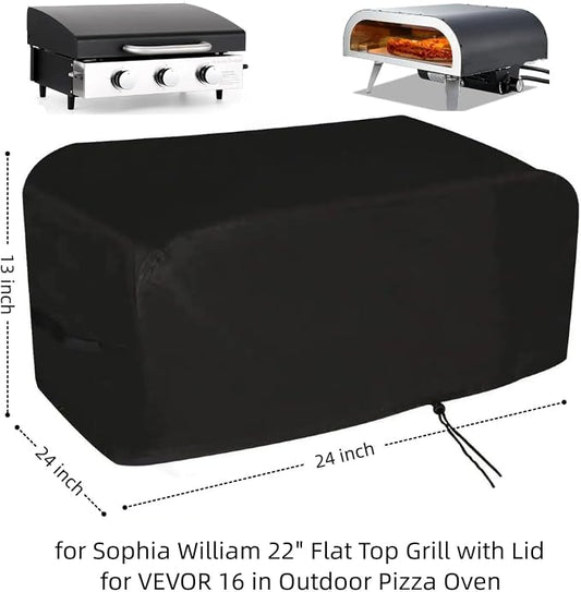 Pizza Oven Cover for VEVOR 16 in Oven, Sophia William 22" Flat Top Grill | 24x24x13,Waterproof Dustproof Heavy Duty Oxford Fabric,for 16 in Outdoor Pizza Oven, for 22 in Tabletop Gas Griddle