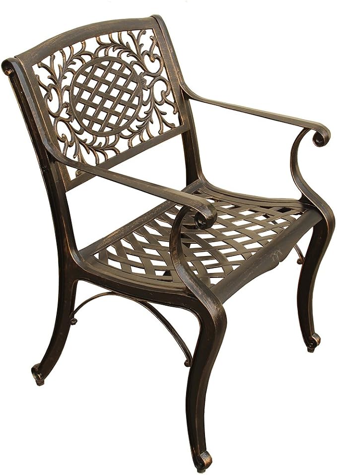 Oakland Living 1057-2777(8)-BZ Modern Outdoor Mesh Lattice Aluminum 95-in Bronze Large Rectangular Patio Eight Arm Chairs Dining Set