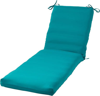 Modern Outdoor Chaise Lounge Cushion with Ties – Durable Polyester Fabric, Channel-Filled Polyfiber Insert, Removable Zippered Cover, Peacock