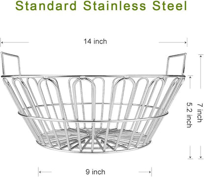 Seleware Innovative Stainless Steel Lump Charcoal Fire Basket, Grill Baskets for the Large Big Green Egg, Primo Kamado and Large Grill Dome, 14 Inch Diameter